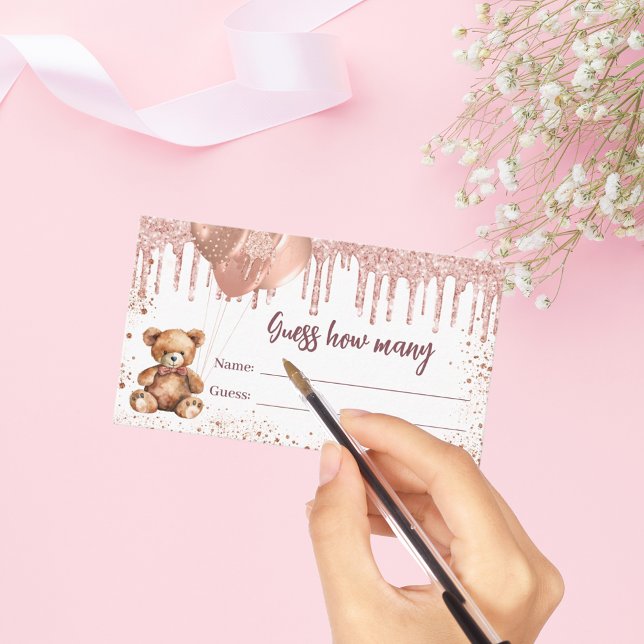 Teddy bear Baby Shower guess how many card (Creator Uploaded)