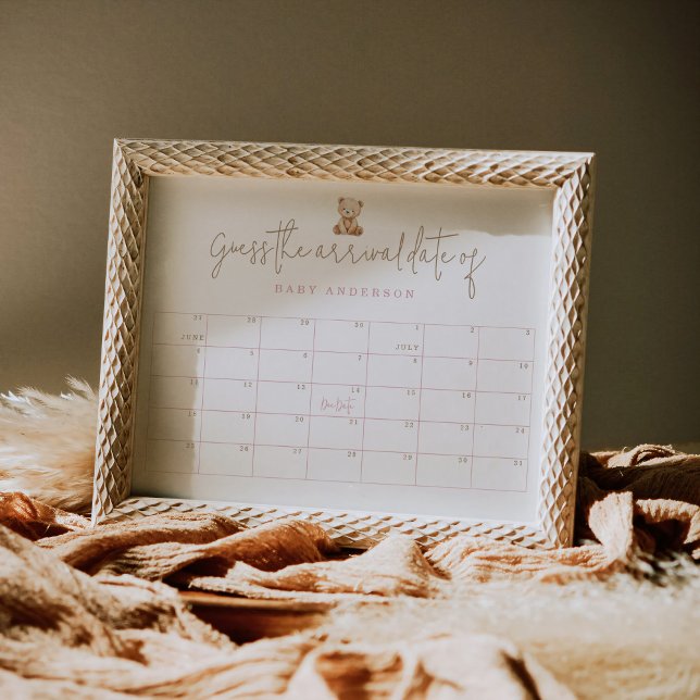 Teddy Bear Baby Shower Guess The Arrival Date Poster (Creator Uploaded)