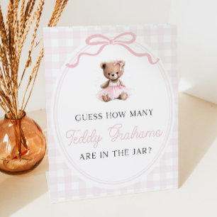 Teddy Bear Baby Shower How Many Teddy Grahams Pedestal Sign