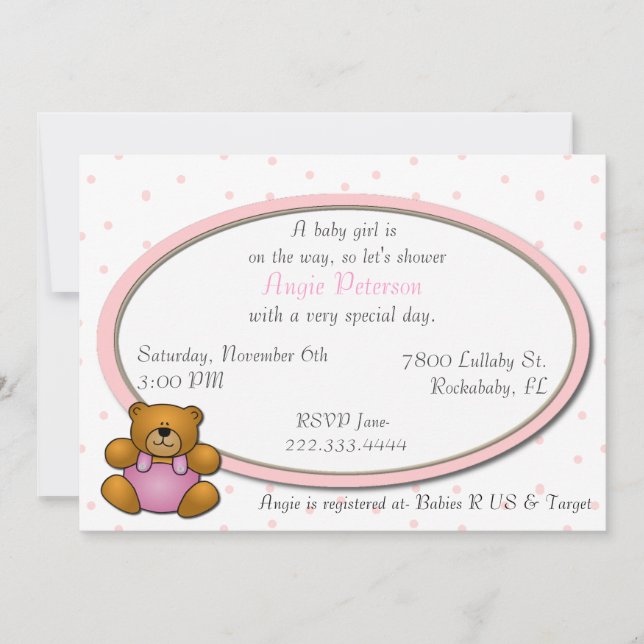 Teddy Bear baby shower invitation (Front)