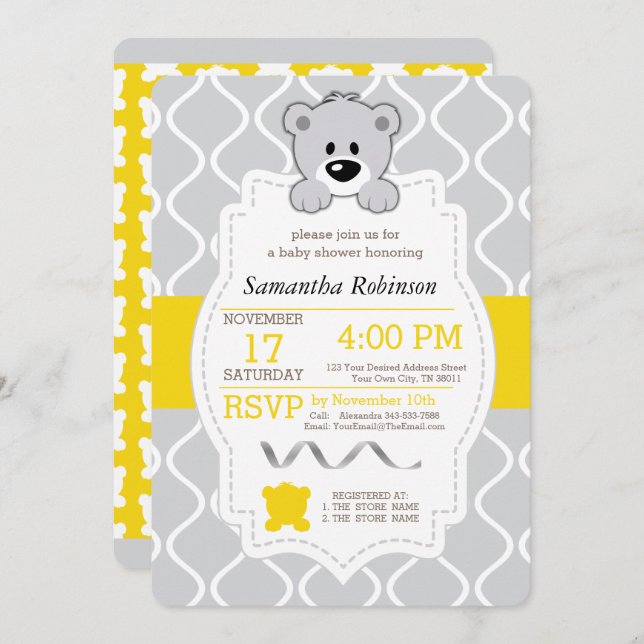 Teddy Bear Baby Shower Invitation (Front/Back)