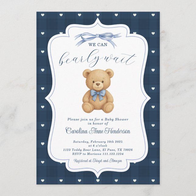 Teddy Bear Baby Shower Invitation (Front)