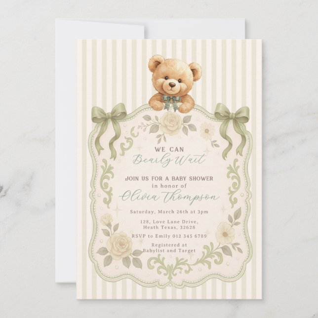 Teddy Bear Baby Shower Invitation (Front)
