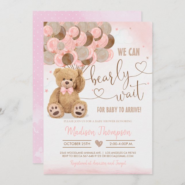 Teddy Bear Baby Shower Invitation (Front/Back)