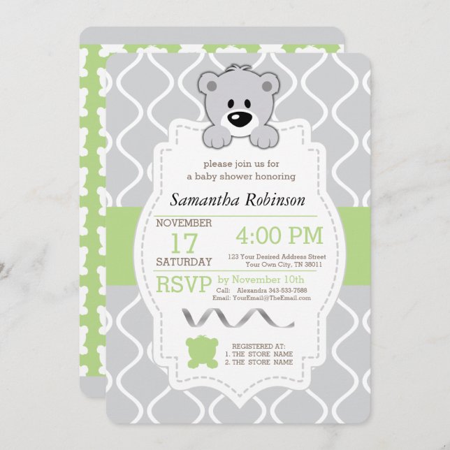 Teddy Bear Baby Shower Invitation (Front/Back)