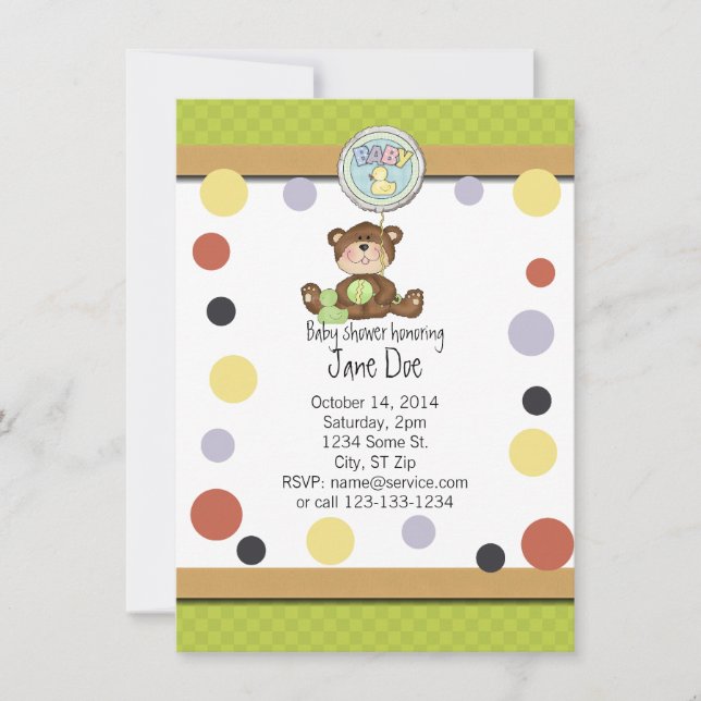 Teddy Bear Baby Shower Invitation (Front)