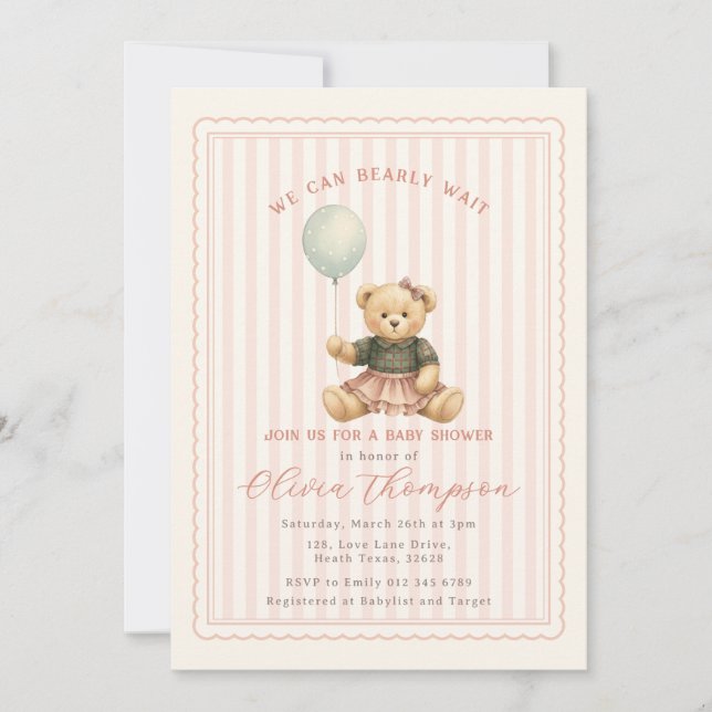 Teddy Bear Baby Shower Invitation (Front)
