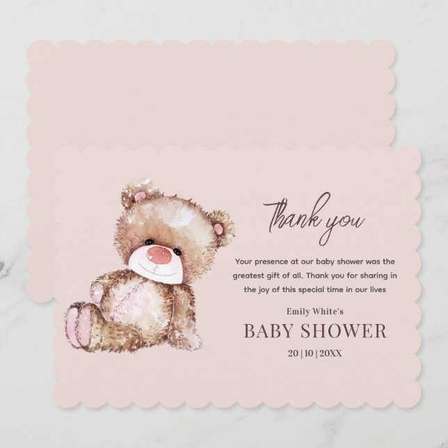 Teddy Bear Baby Shower Invitation Can Bearly Wait  (Front/Back)