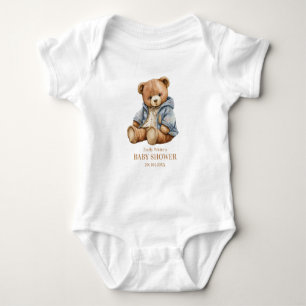 Teddy Bear Baby Shower Invitation Can Bearly Wait Baby Bodysuit