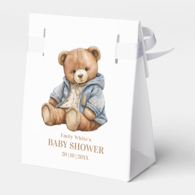 Teddy Bear Baby Shower Invitation Can Bearly Wait  Favour Box (Back Side)