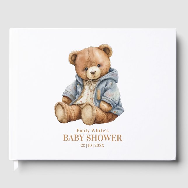 Teddy Bear Baby Shower Invitation Can Bearly Wait  Guest Book (Front)