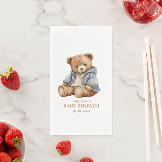 Teddy Bear Baby Shower Invitation Can Bearly Wait  Napkin (Insitu)