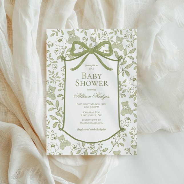 Teddy Bear Baby Shower Invitation | Elegant (Creator Uploaded)