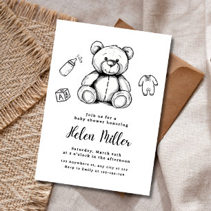 Teddy Bear Baby Shower Invitation, Gender Neutral Invitation