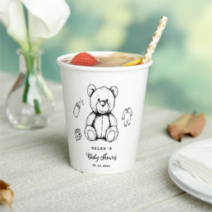 Teddy Bear Baby Shower Invitation, Gender Neutral Paper Cups