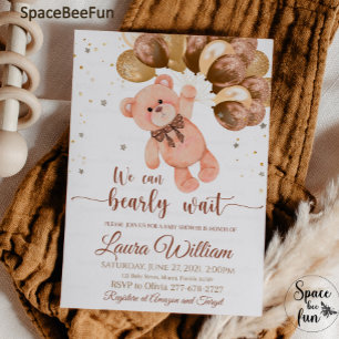 Teddy Bear Baby Shower Invitation Girl We Can Bear