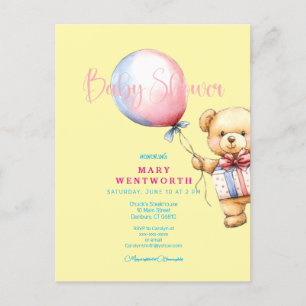 Teddy bear baby Shower Invitation stylish chic Postcard