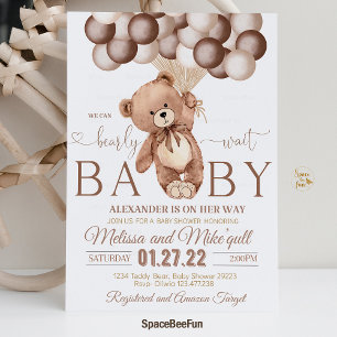 Teddy Bear Baby Shower Invitation We Can Bearly Wa