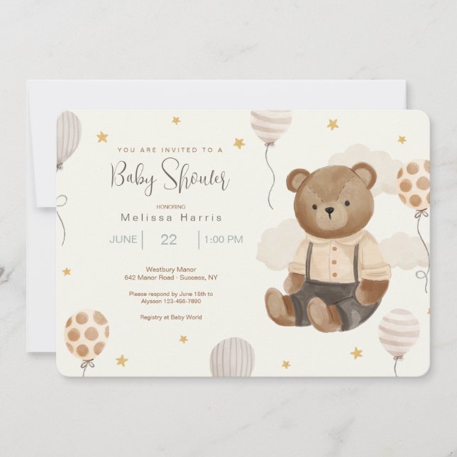 Teddy Bear Baby Shower Invitations (Front)