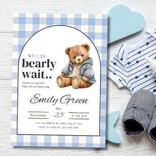 Teddy Bear Baby Shower Invite,Blue Boy Baby Shower Invitation