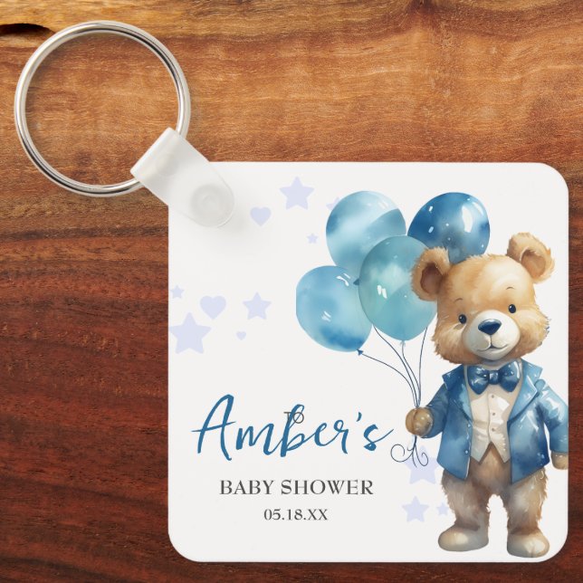 Teddy Bear Baby Shower Key Ring (Front)