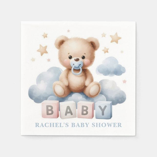 Teddy Bear Baby Shower Napkin (Front)