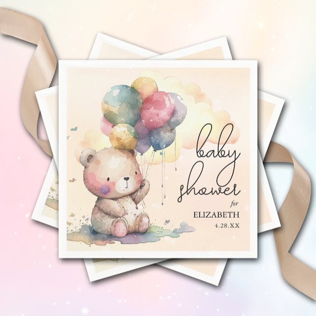 Teddy Bear Baby Shower Napkin (Creator Uploaded)