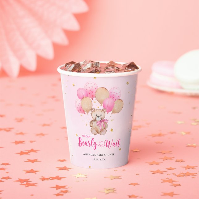 Teddy bear baby shower paper cups (Insitu)