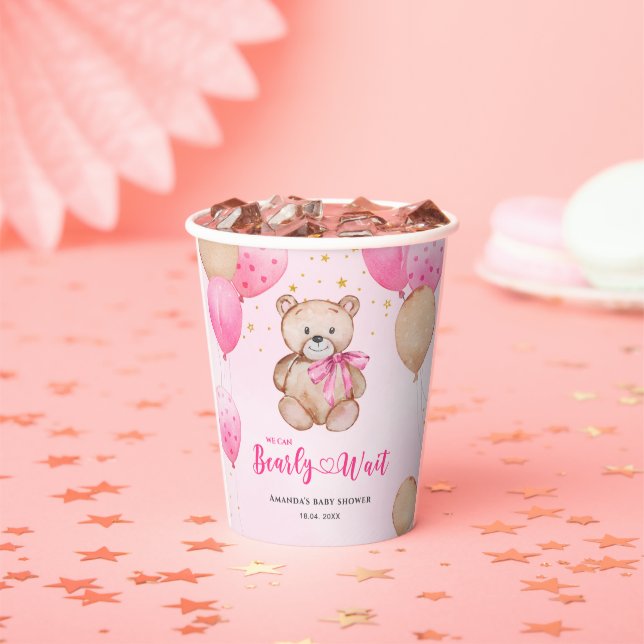 Teddy bear baby shower paper cups (Insitu)