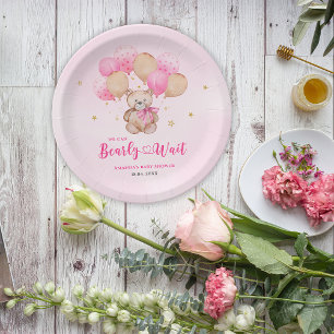 Teddy bear baby shower paper plate