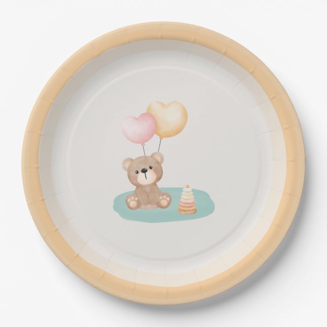 Teddy Bear Baby Shower - Paper Plates (Front)