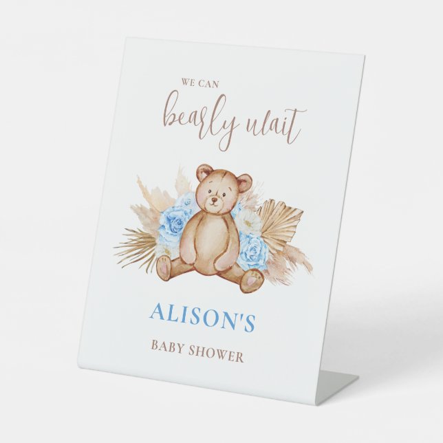 Teddy Bear Baby Shower Pedestal Sign (Front)
