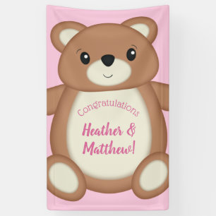 Teddy Bear Baby Shower Pink Girl Banner