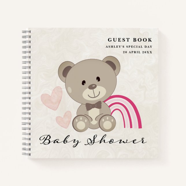 Teddy Bear Baby Shower (Pink) Guest Book (Front)