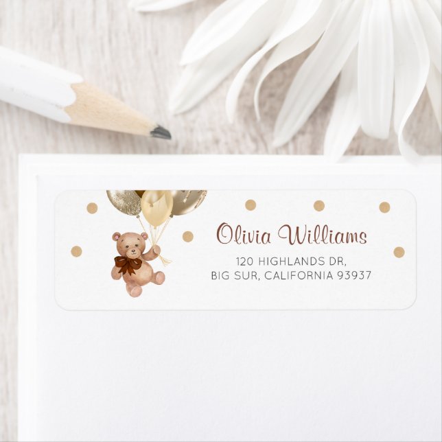 Teddy Bear Baby Shower Return Address Label (Insitu)