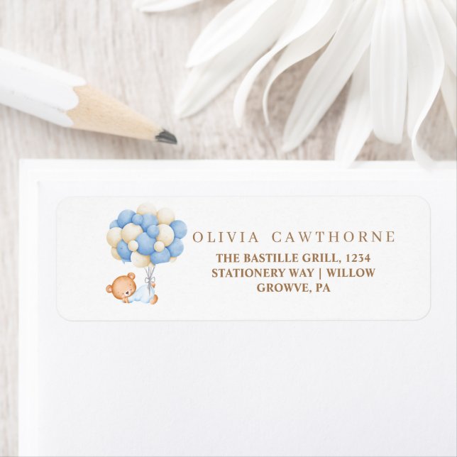 Teddy Bear Baby shower Return Address Label (Insitu)