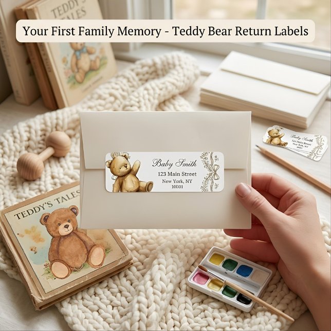 Teddy Bear Baby Shower Return Address Labels (Creator Uploaded)