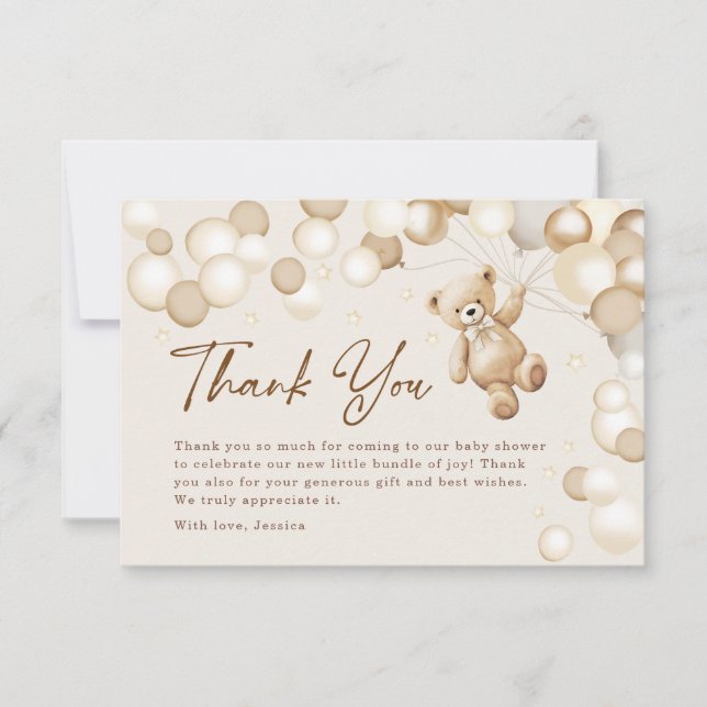 Teddy Bear Baby Shower Thank You Card (Front)