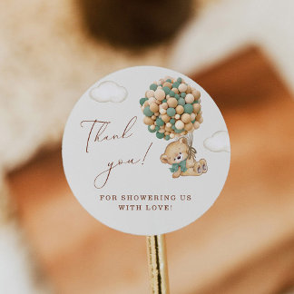 Teddy Bear Baby Shower Thank You Classic Round Sticker