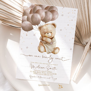 Teddy Bear Baby Shower We can bearly wait Invitation