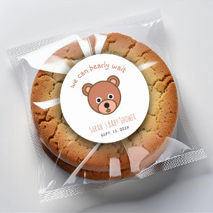 Teddy Bear Baby Shower We Can Bearly Wait Simple Classic Round Sticker