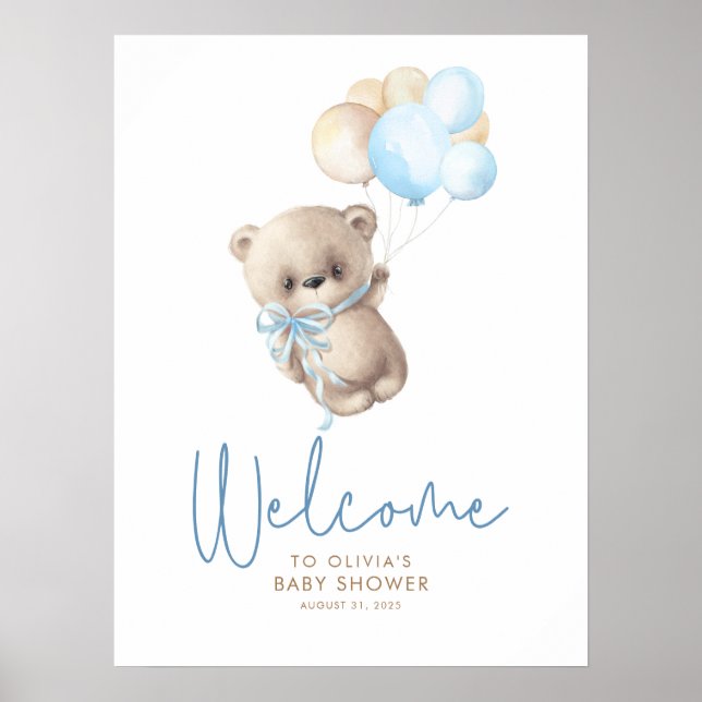Teddy Bear Baby Shower Welcome Sign (Front)