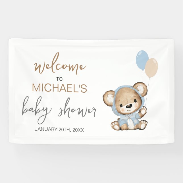 Teddy Bear Baby Shower Welcome Sign (Horizontal)