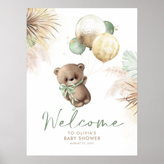 Teddy Bear Baby Shower Welcome Sign (Front)