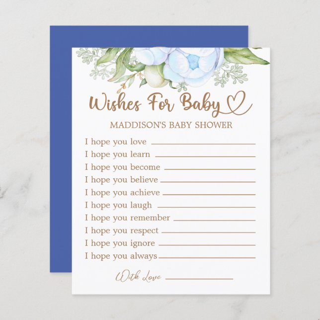 Teddy Bear Baby Shower Wishes for Baby (Front/Back)