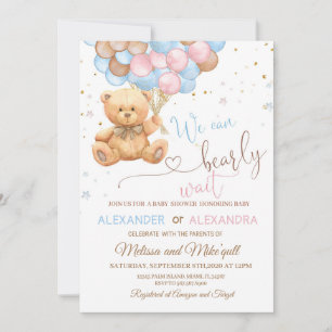 Teddy Bear Baby shower with Balloons Teddy Bear Invitation