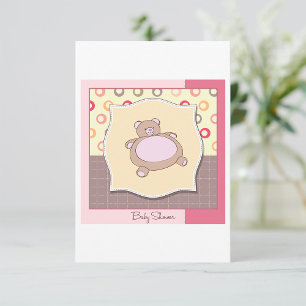 Teddy Bear Baby Shower with Retro Circles Invitation