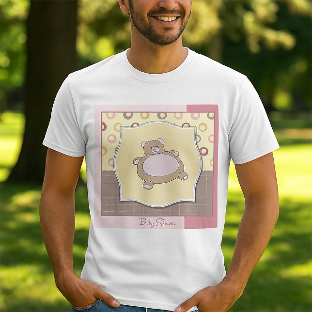 Teddy Bear Baby Shower with Retro Circles  T-Shirt (Creator Uploaded)