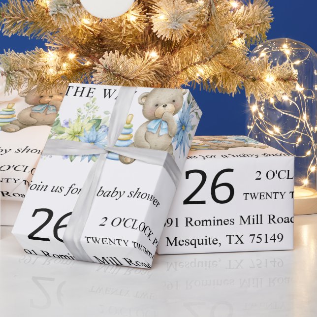 Teddy Bear Baby Shower Wrapping Paper (Holidays)