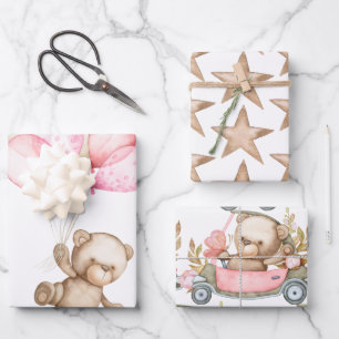 Teddy Bear Baby Shower Wrapping Paper Sheets
